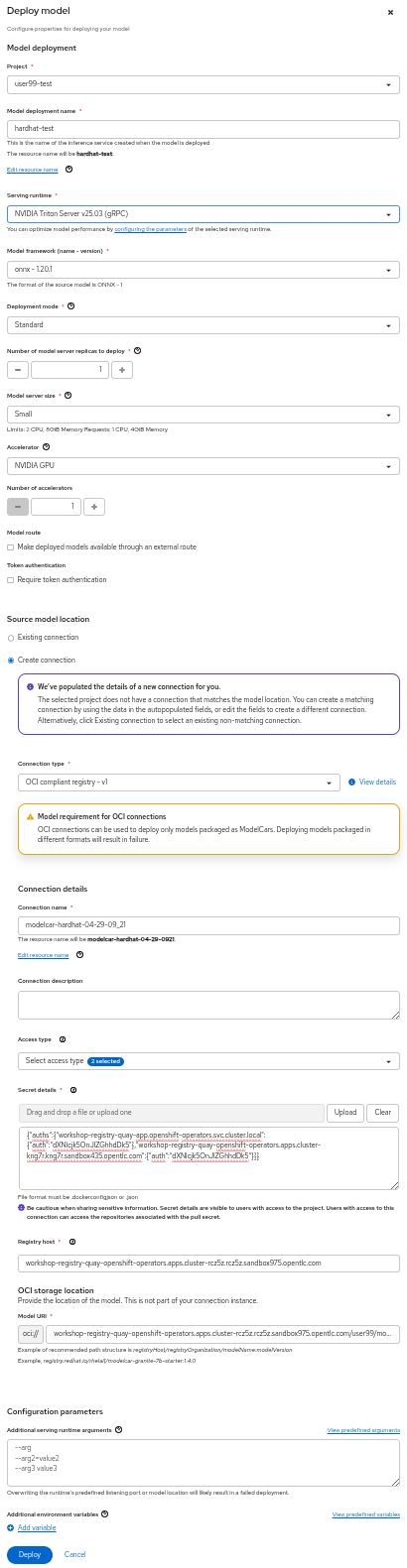 ai build deploy model registry