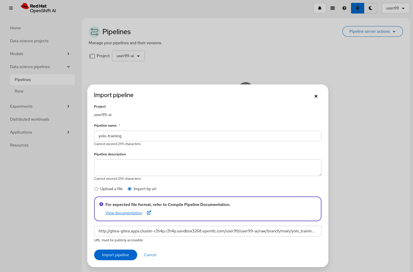 ai train pipeline kubeflow import