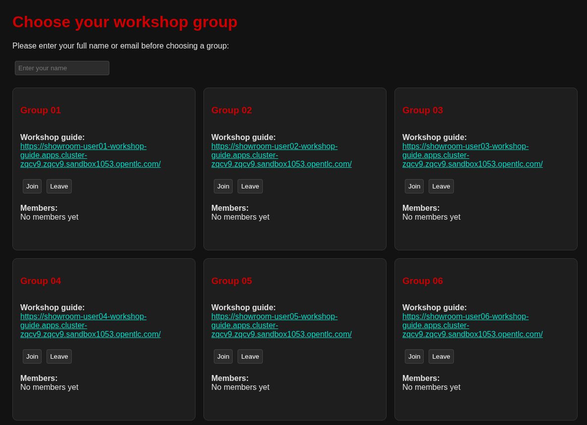 workshop group assignment